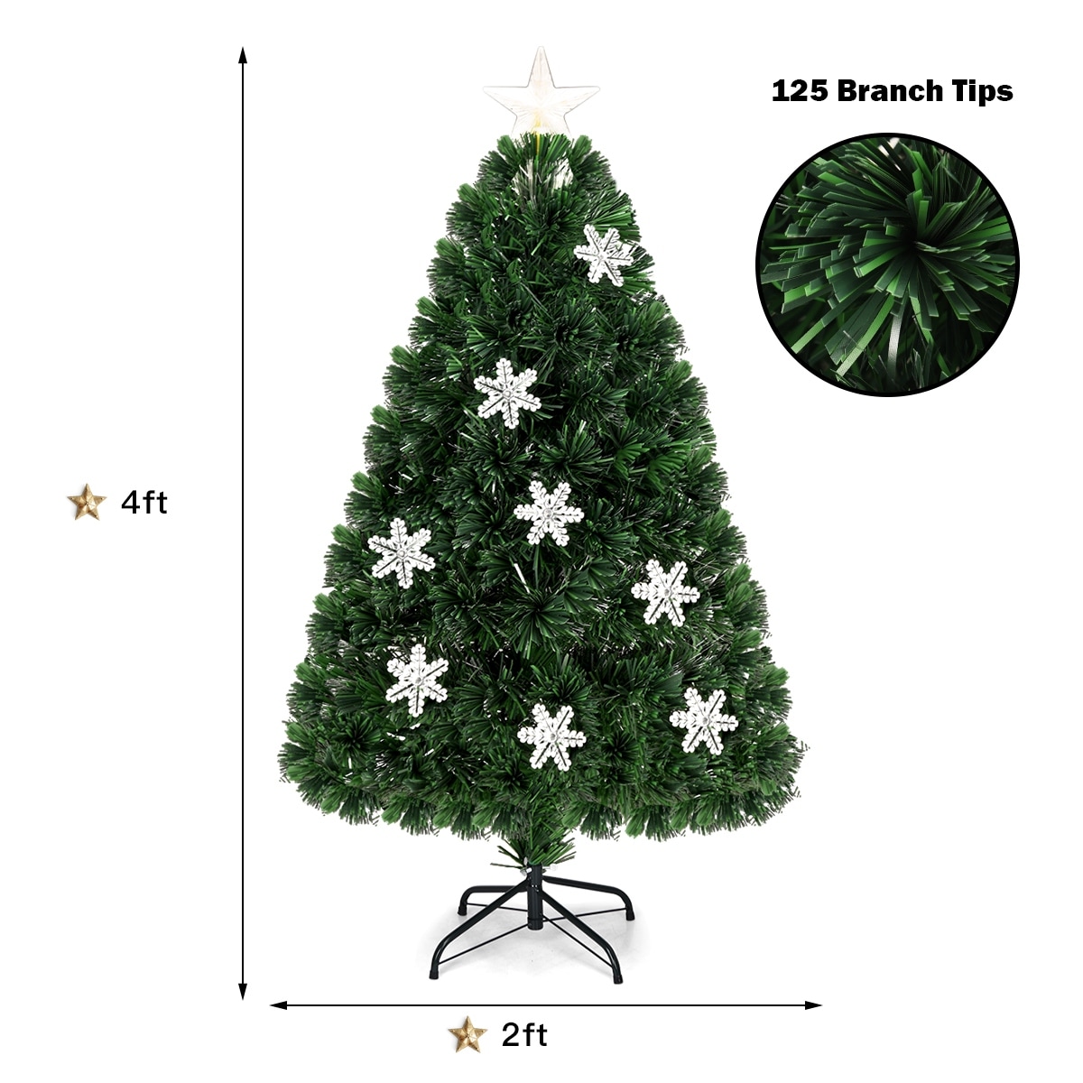 Shop Gymax Pre Lit Fiber Optic 4 Artificial Christmas Tree 18 Led Lights Overstock 23372165