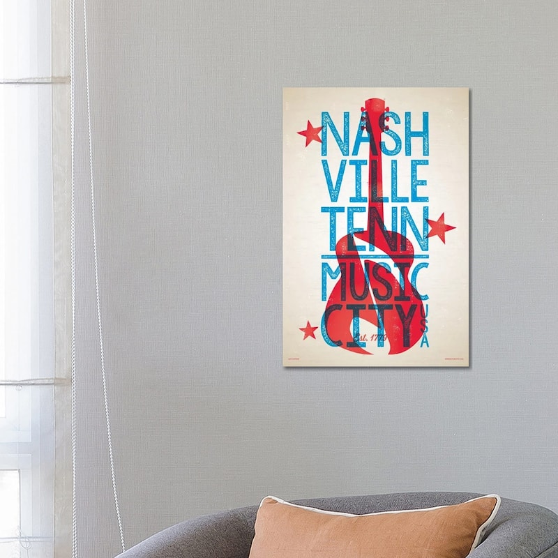 iCanvas "Nashville Letterpress Style Poster" by Jim Zahniser Canvas Print - 26x18x1.5