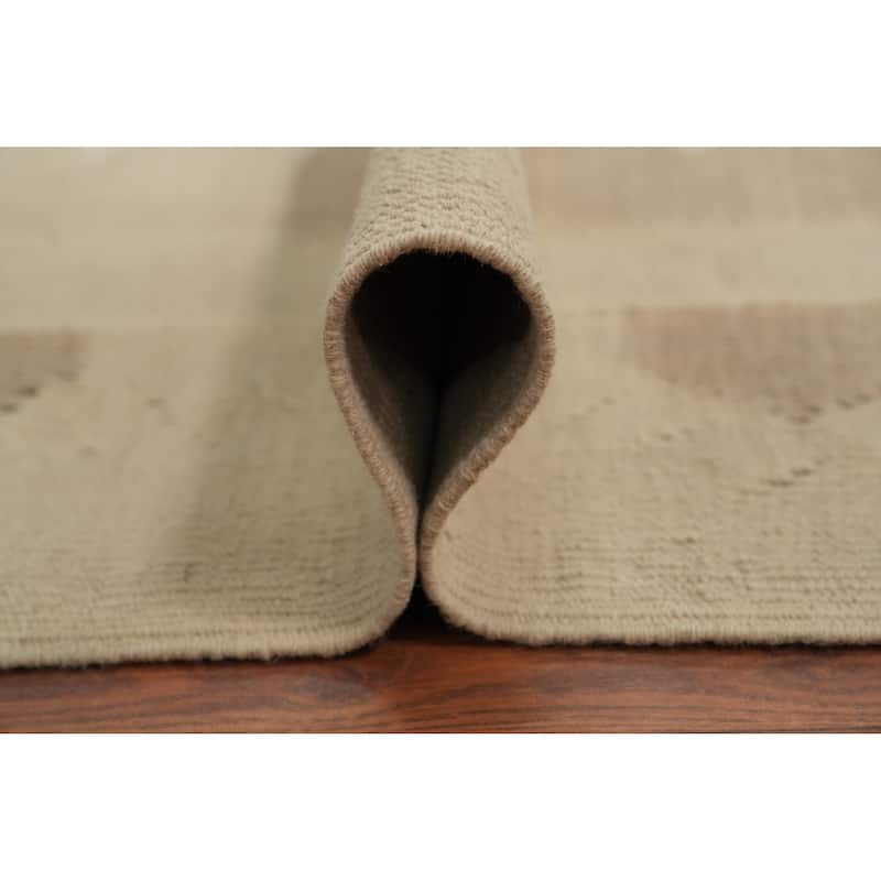 Hand Woven Oriental 100% Wool Carpet Southwestern Tribal Beige & Ivories Kilim Area Rug - 9' 9'' X 8' 1''