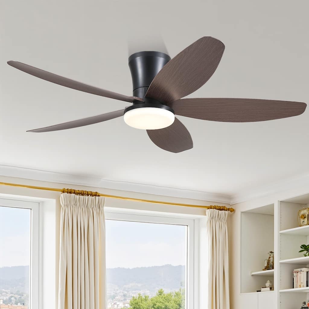 36 Low Profile Ceiling Fan with ABS Blades 3 Color LED Flush Mount for Bedroom Living Room APP and Remote Control - N/A