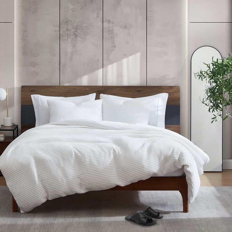 Kenneth Cole Solid Waffle Duvet Cover Set
