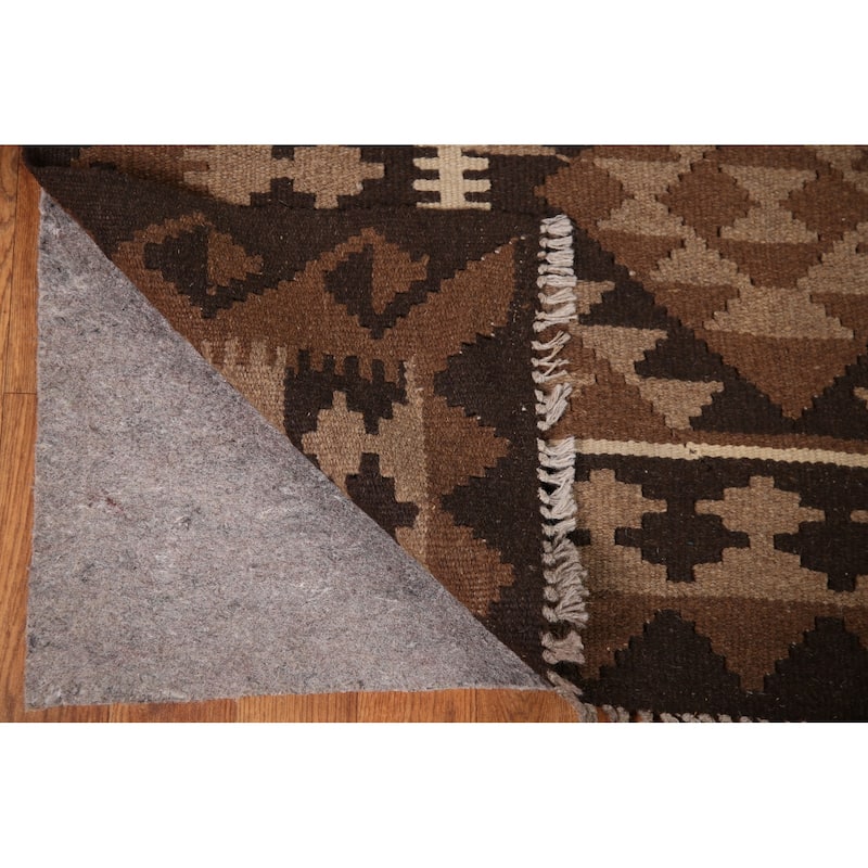 Geometric Kilim Oriental Area Rug Hand-woven Wool Carpet - 6'9"x 9'9"