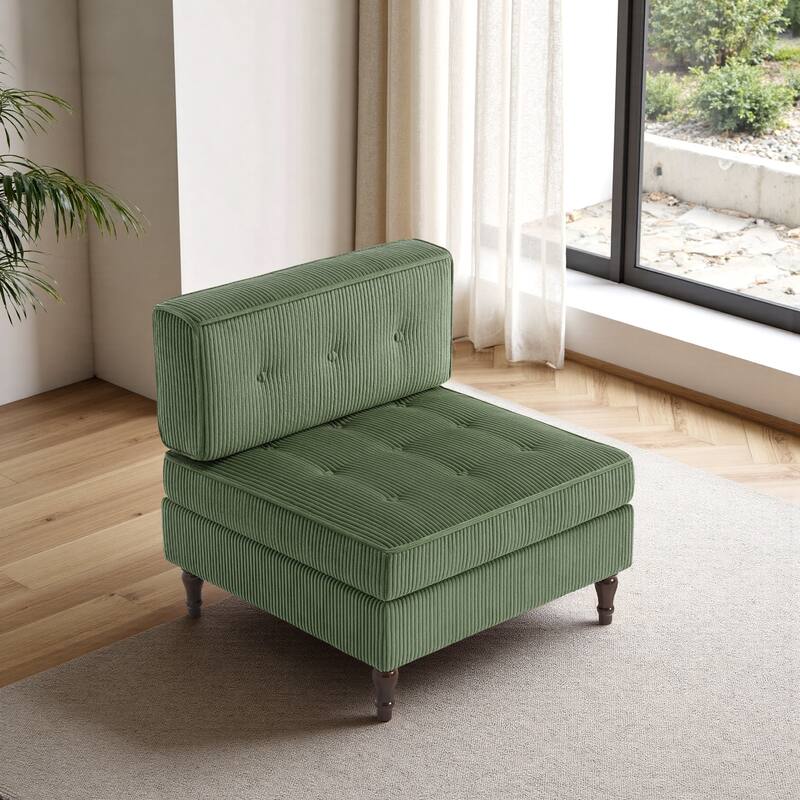 Modular Corduroy Armless Chair Upholstered Lounge Sofa