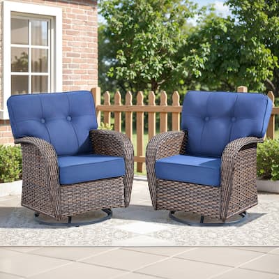 Gymojoy Wide T-Shaped High Back Swivel Glider Chairs Set with 5-inch Cusion for Patio & Balcony