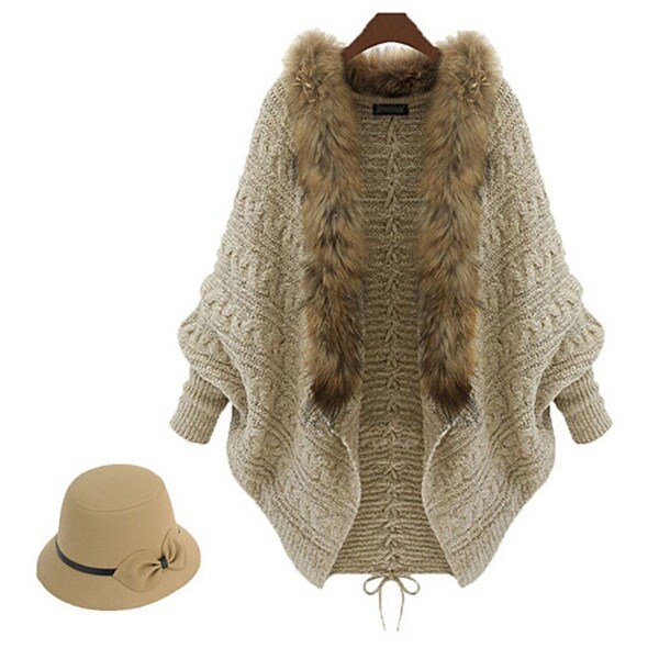 womens fur collar cardigan