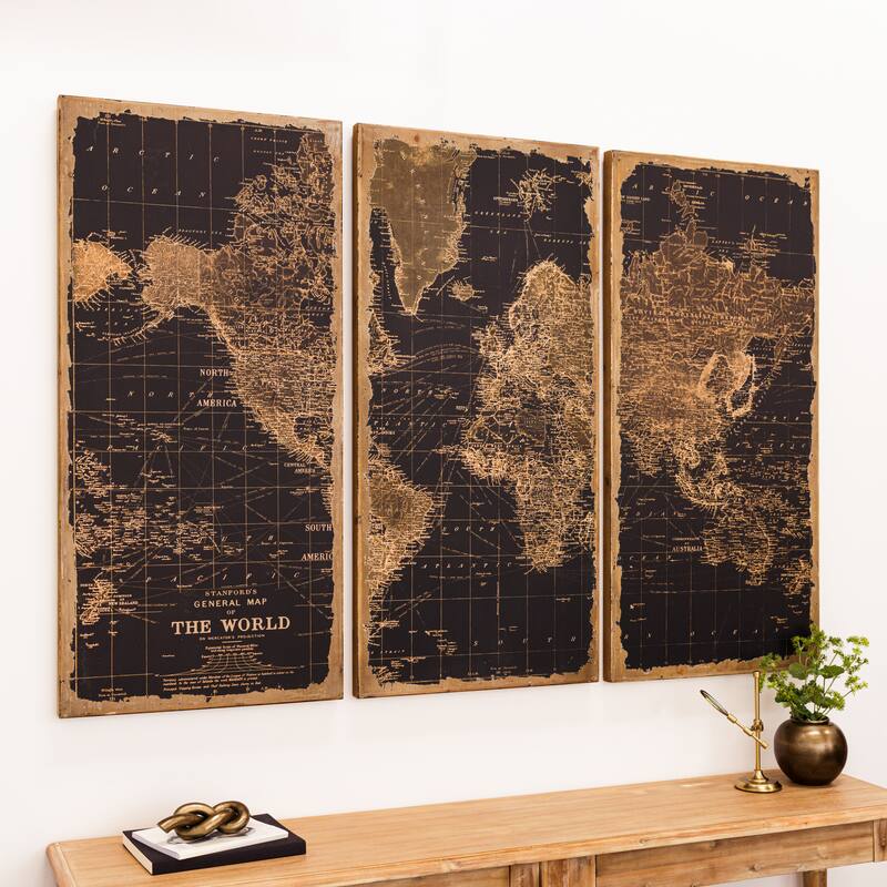Stanford World Map Wall Decor (Pack of 3)