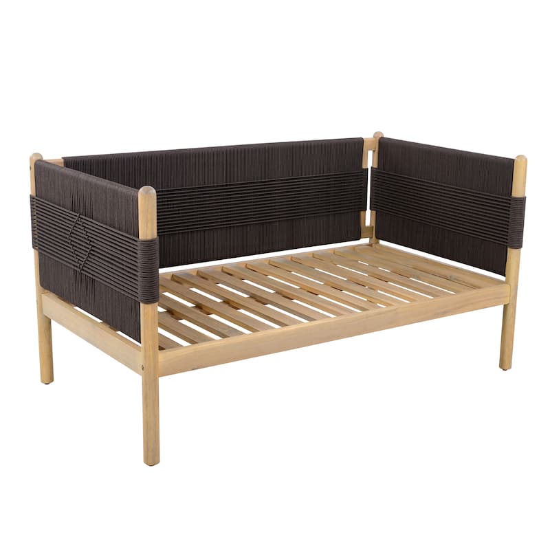 Christopher Knight Home - Xaizai Outdoor 50.35" Acacia Wood 2-Seater Loveseat with Cushions & Square Rope Arms