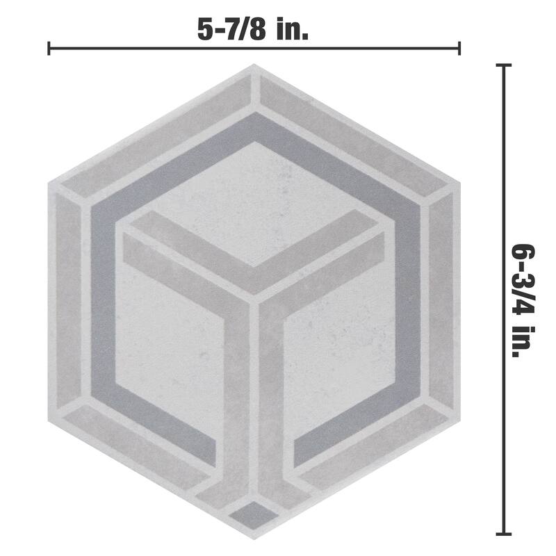 Merola Tile Odda Hex Decor Geo 5-7/8" x 6-3/4" Porcelain Floor and Wall Tile