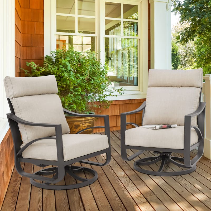2-Piece Swivel Rocking Sofa Chairs with 5.2” Thick Cushions