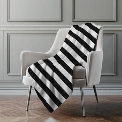 Premium Machine Washable Modern Stripes Sherpa Throw Blanket