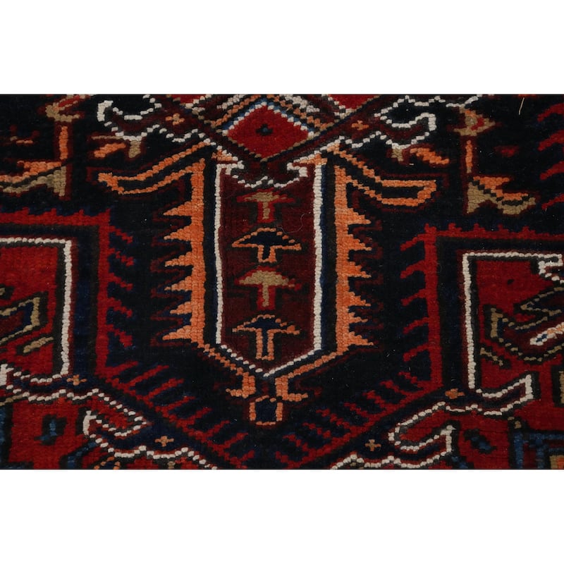 Hand Knotted Oriental 100% Wool Carpet Traditional Medallion Oranges & Rust Heriz Area Rug - 11' 0'' X 7' 10''