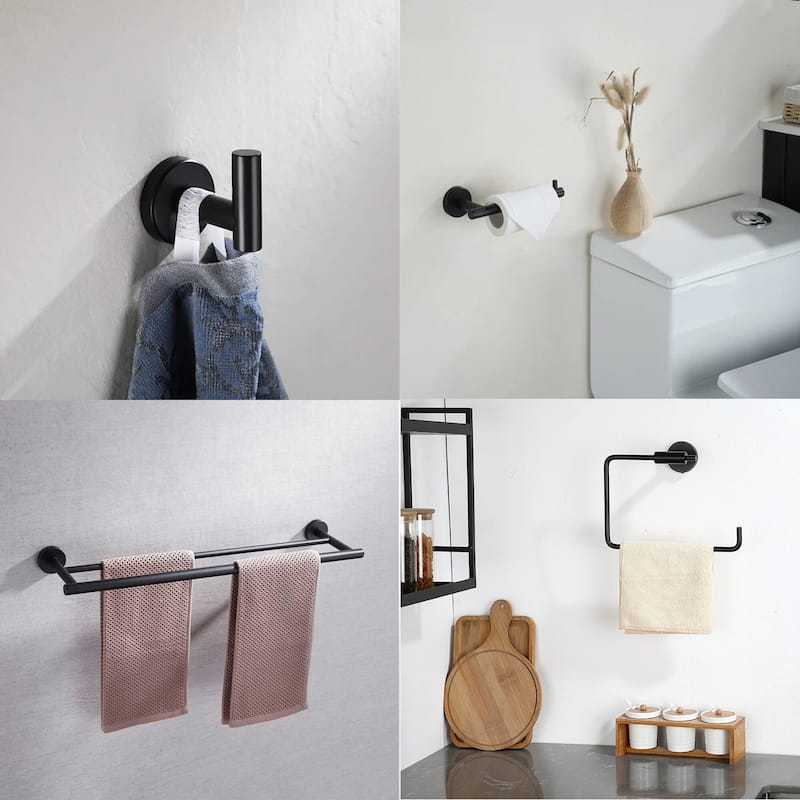 5 -Piece Bath Hardware Set with Double Towel Bar Towel Holder Set