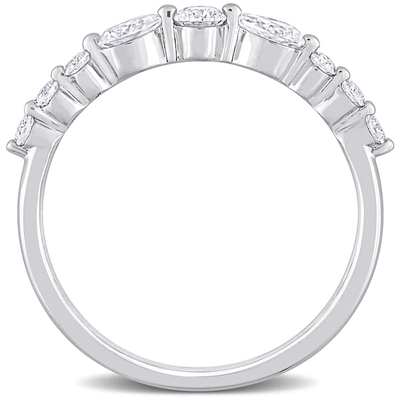 Miadora 2/5ct DEW Moissanite Semi-Eternity Ring in Sterling Silver