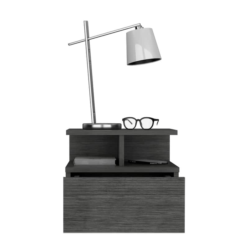 Nightstand Floating Flopini, Bedroom, Smokey Oak,High quality and durable