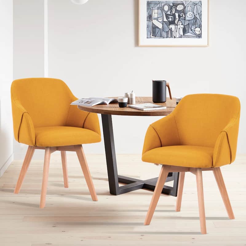 Upholstered Swivel Dining Chairs Set of 2 with Solid Wood Legs - 33.1" H x 21.5" W x 22.5" D