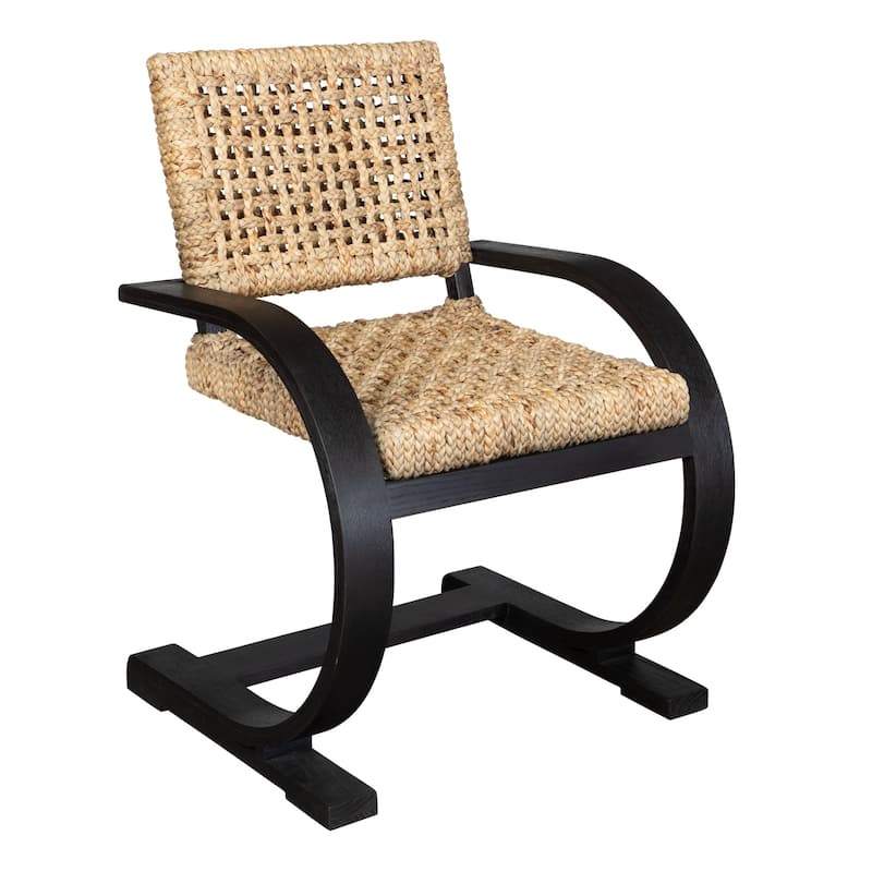 Curved Wood Framed Dining Chair - 37.75" - Black and Brown