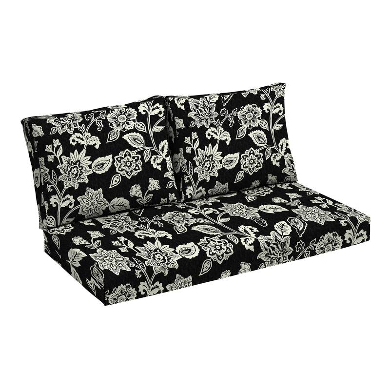 ARDEN Outdoor Loveseat Cushion Set, 48 x 24 - Ashland Black Jacobean