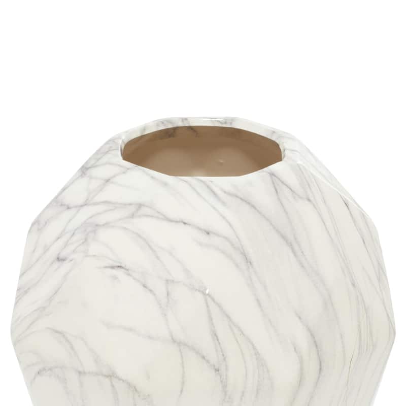Ceramic Faux Marble Decorative Vase - White - Roche River Decor