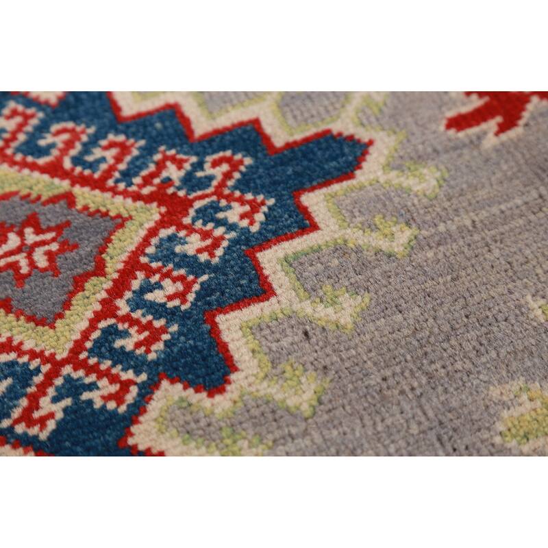 Hand Knotted Oriental 100% Wool Carpet Traditional All-Over Greys & Charcoal Kazak Area Rug - 9' 6'' X 8' 3''