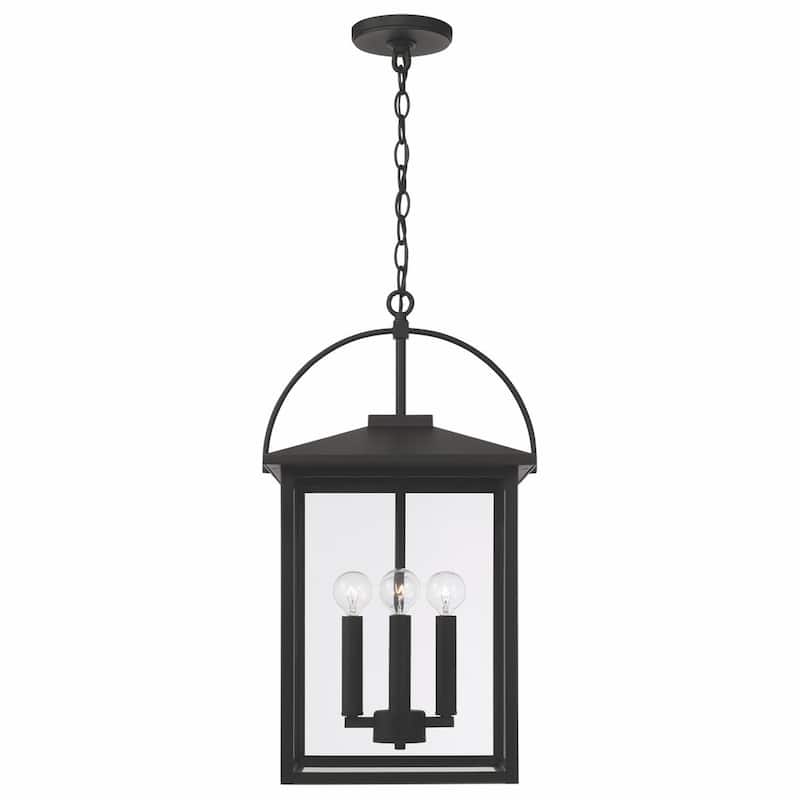 Bryson 4-light Black Outdoor Hanging Pendant w/ Clear Glass