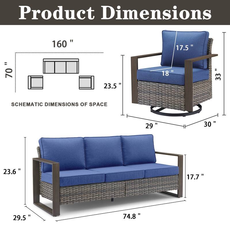 Gymojoy Outdoor Wicker Patio Furniture Sofa Set