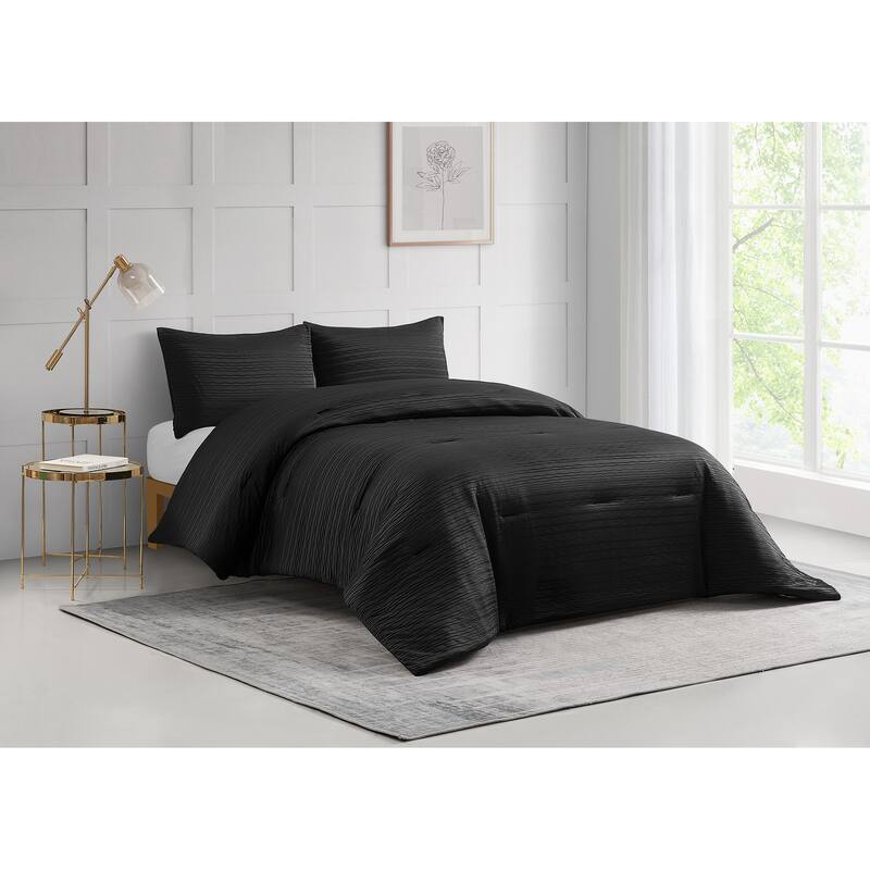 Chloe 3 Piece Reversible Comforter Set - King - Charcoal - 3 Piece