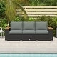 preview thumbnail 8 of 24, Outsunny 3-Seat Patio Sofa with Cushions, PE Rattan Outdoor Couch with Wood Grain Wide Armrests for Porch