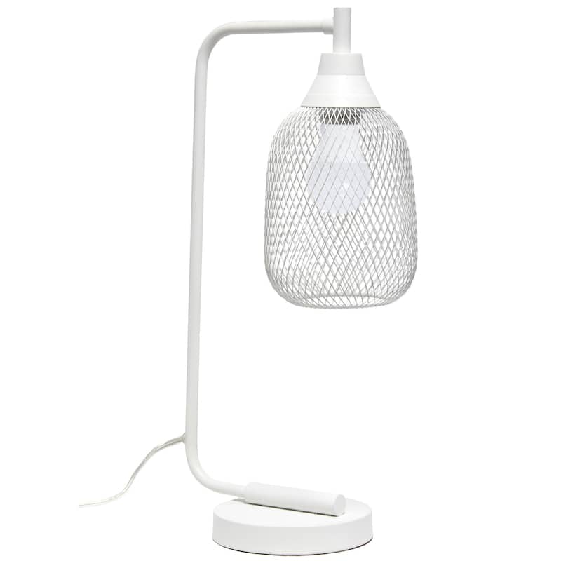 Industrial Mesh Wire Desk Lamp with Wire Shade - 19" - Matte White