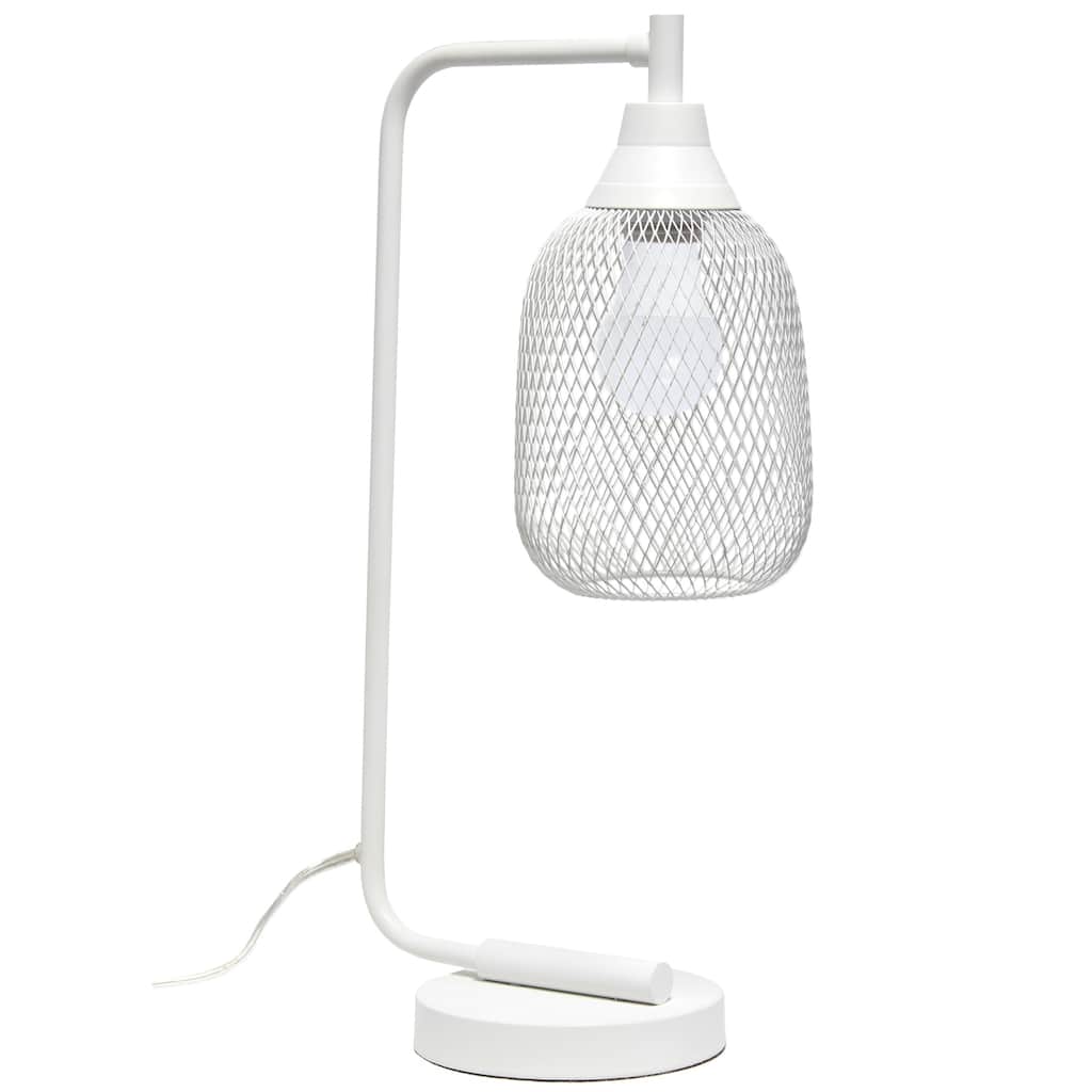 Industrial Mesh Wire Desk Lamp with Wire Shade - 19" - Matte White