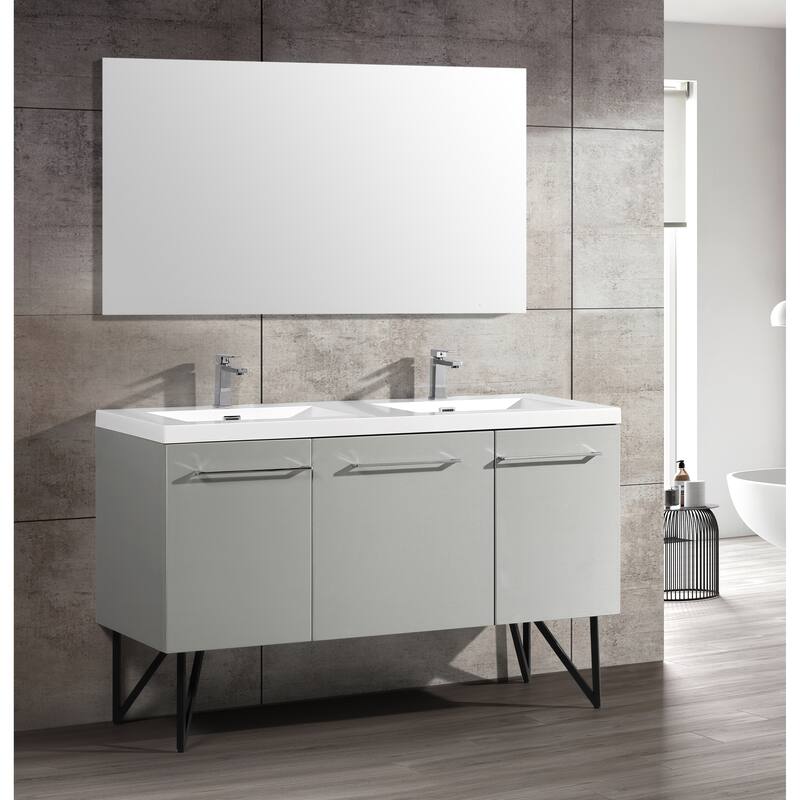 Swiss Madison Annecy 60" Double, Two Doors, One Drawer, Bathroom Vanity - Brushed - Brushed Grey