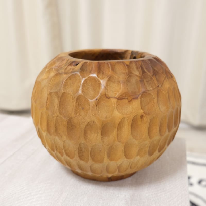Greenage Natural Cowak Teak Vase Handcrafted Durable Vase