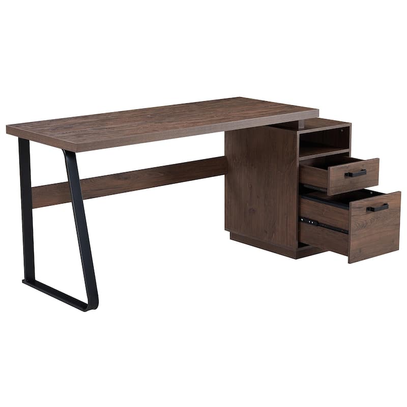 Computer Desk with Drawers,Metal Frame