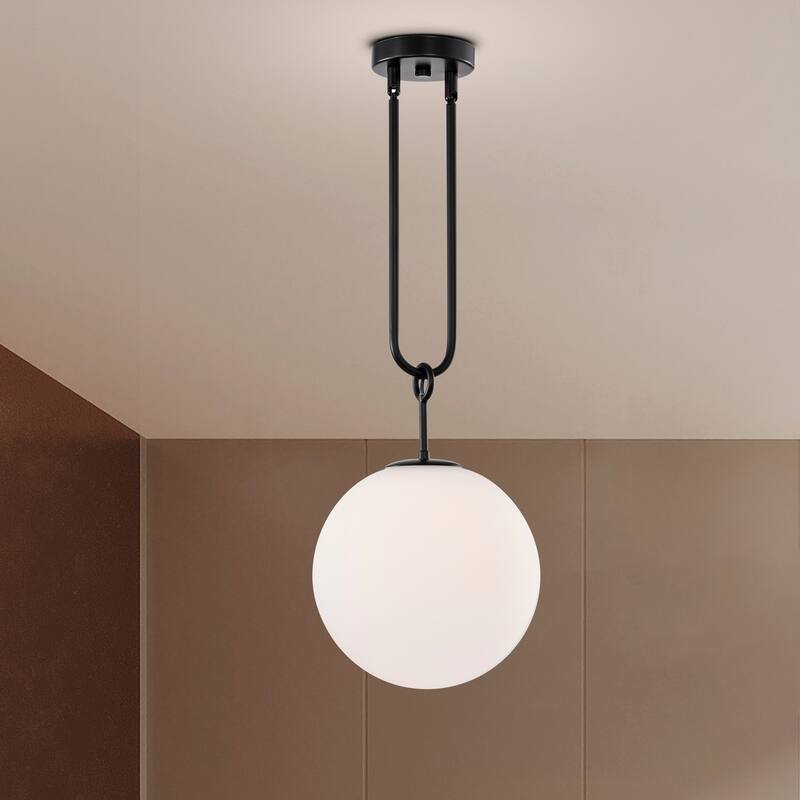 Moeder 1-Light Frosted Globe Pendant Ceiling Light with Metal Downrod