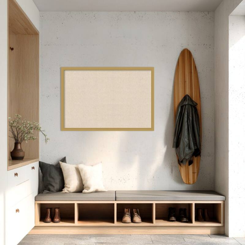 Amanti Art Framed Fabric Pinboard Natural Linen Printed Bulletin Board