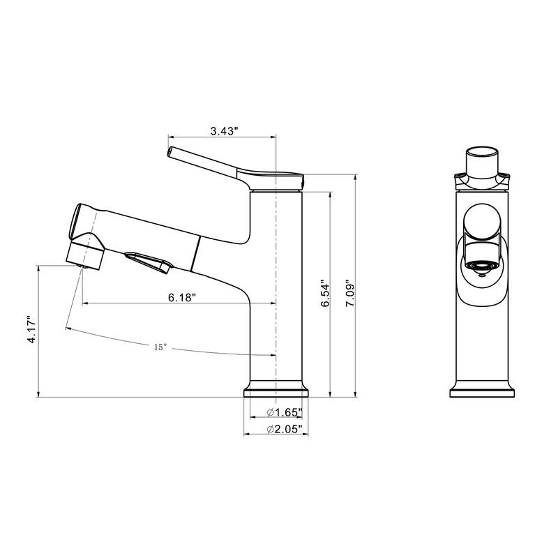 Modern Black 3-Way Bathroom Sink Faucet Single Hole, Single Handle for Bathroom