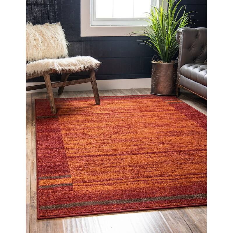 Contemporary Beallara Collection Area Rug - 5'x8' - Brown-Burgundy