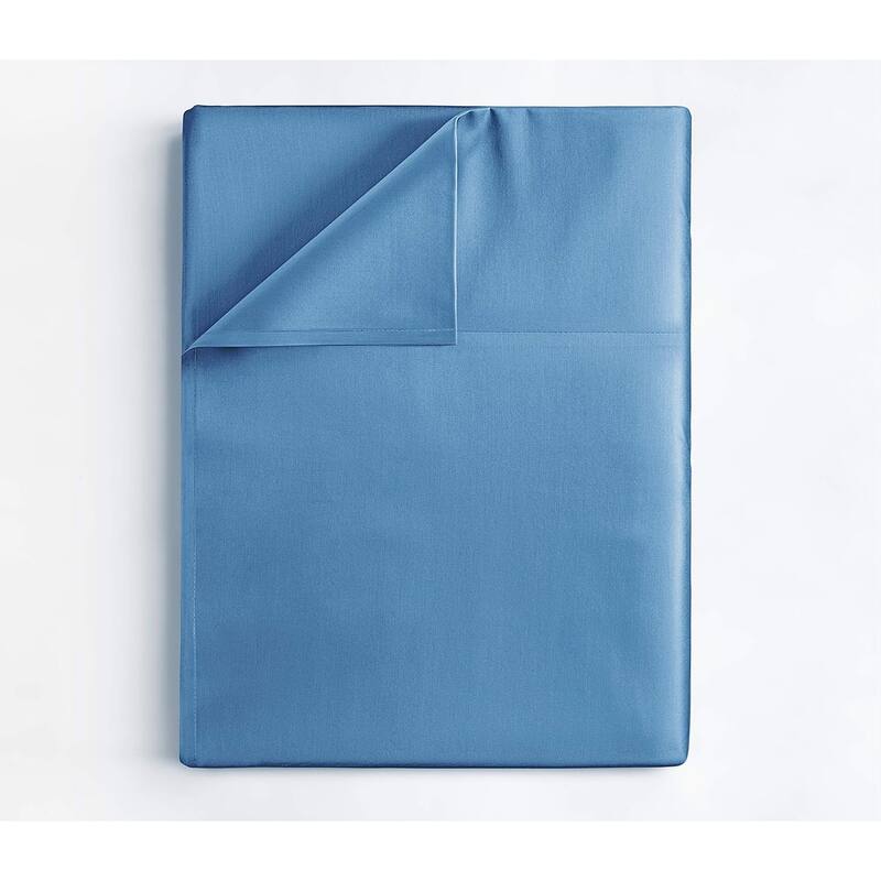 CGK Linens Solid Double Brushed Microfiber Single Flat Sheet/ Top Sheet - Denim Blue - Full