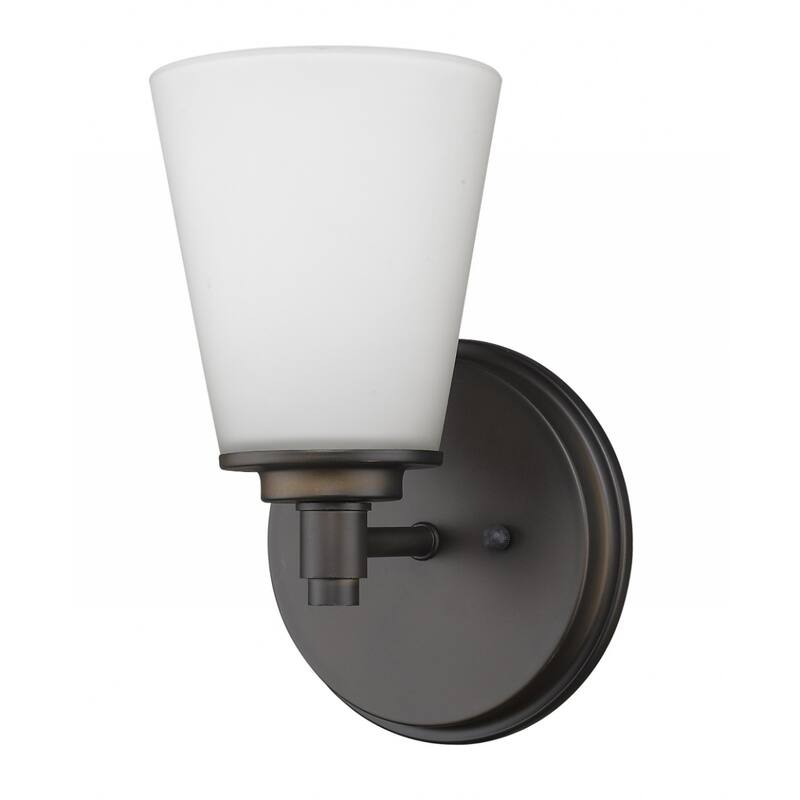 Wall Sconce with Frosted Glass Shade for Bedroom and Living Room - 6.50” x 6.25” x 10” - Bronze