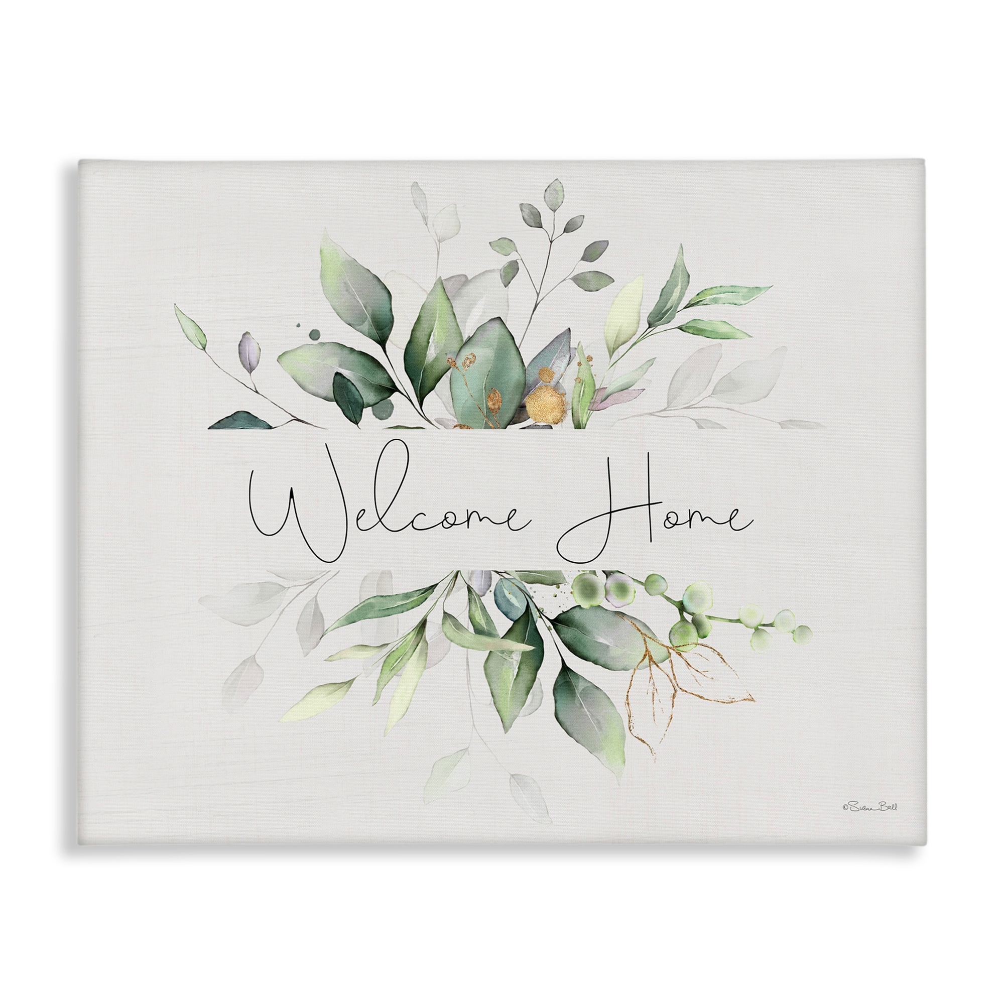 Stupell Soft Leaves Welcome Canvas Wall Art Design By Susan Ball