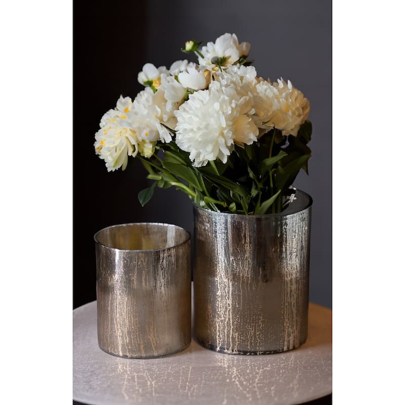 Glass Tabletop Candle Holder - 7.5" - Silver