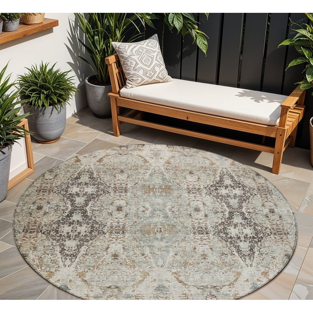 HomeRoots Floral Transitional Rectangle Outdoor Rug