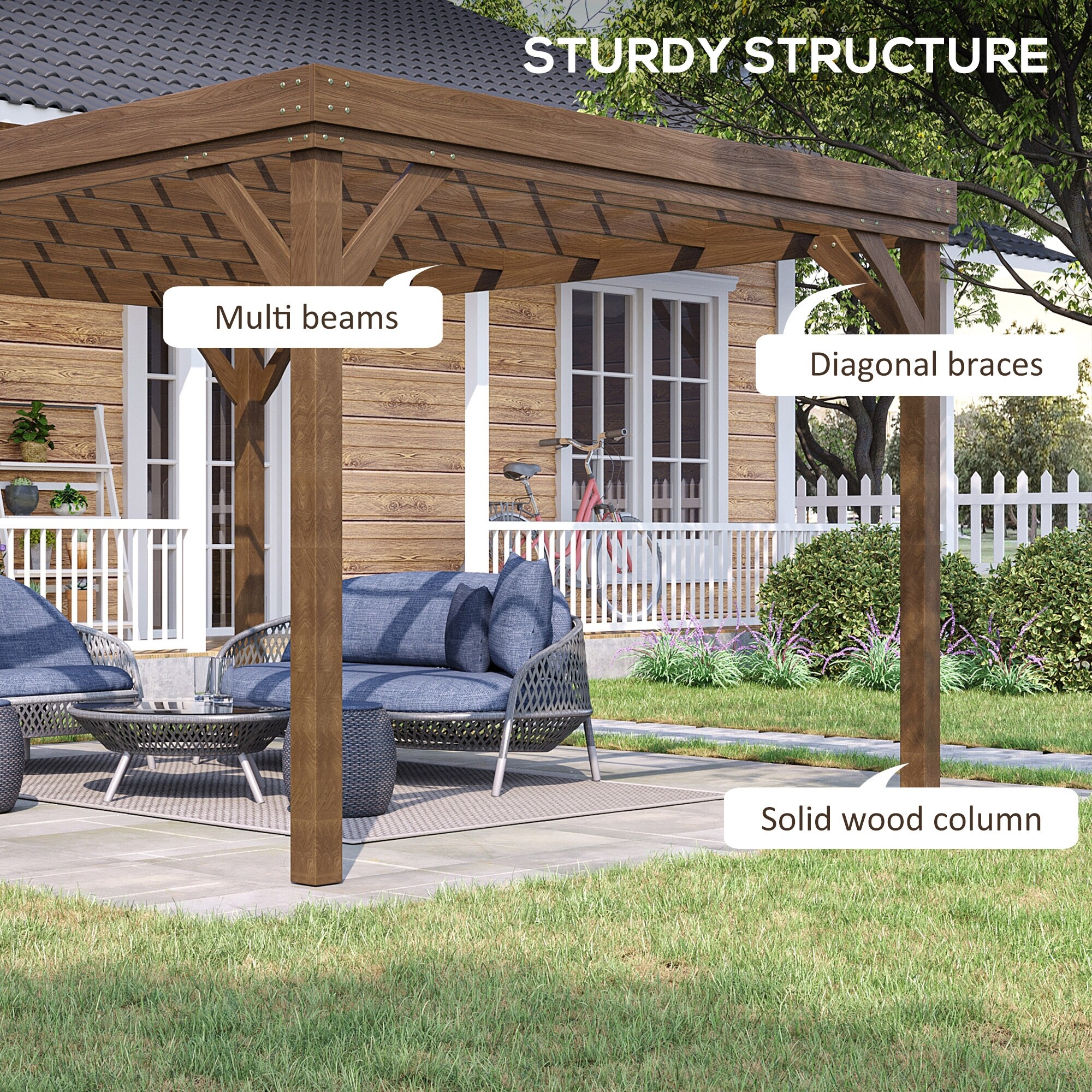 Outsunny 10' x 12' Outdoor Pergola, Wood Gazebo Grape