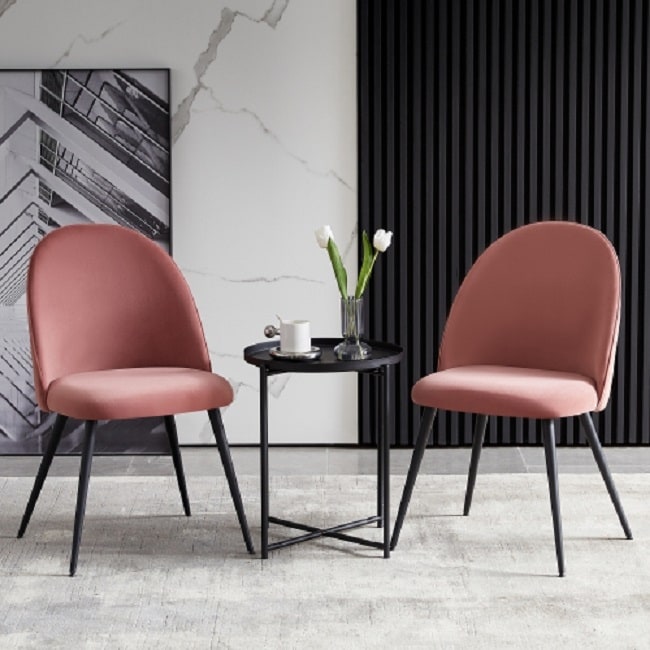 Pink velvet best sale chair black legs
