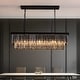 preview thumbnail 25 of 26, 47 in. Smoked Gray and Black Modern Contemporary Crystal Chandelier 2-Tier Linear Kitchen Island Pendant Light for Dining Room