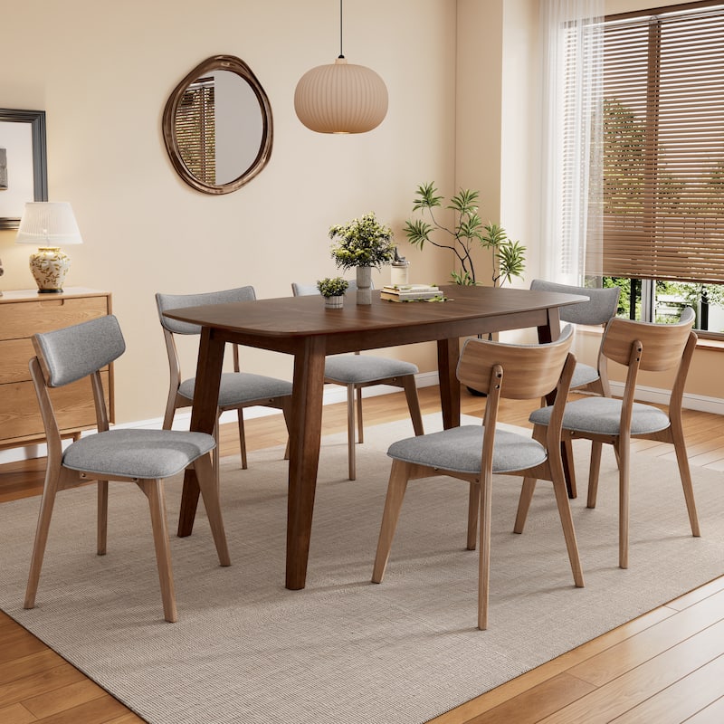 Christopher Knight Home- Jordan Wood Dining Sets - 7-pieces - Dark Grey+Walnut
