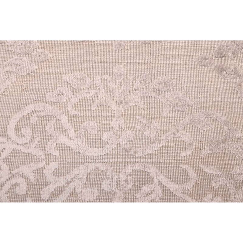 ECARPETGALLERY Hand Loomed Elysian Grey Viscose, Wool Rug - 5'0 x 7'11