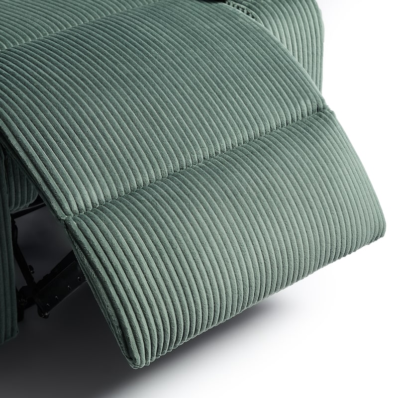 Overstuffed Cotton Corduroy Manual Pushback Recliner with Wide Armrest