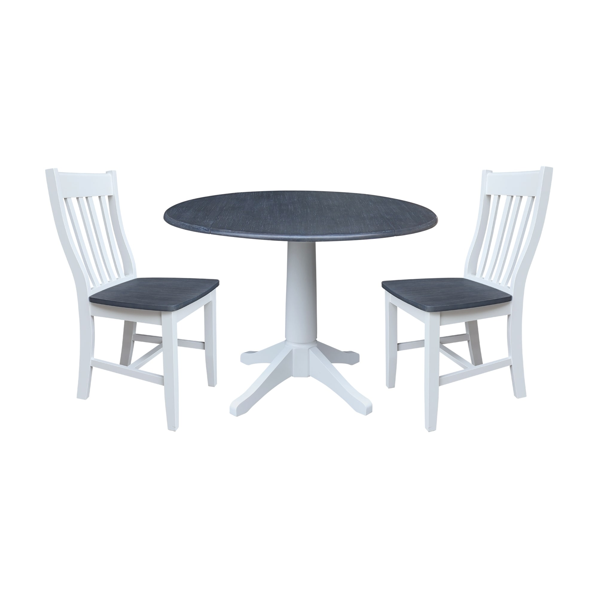 42" Round Top Dual Drop Leaf Pedestal Table with Dining Chairs