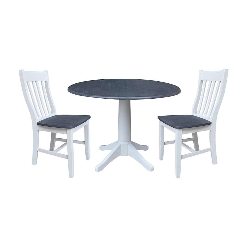 42" Round Top Dual Drop Leaf Pedestal Table with Dining Chairs
