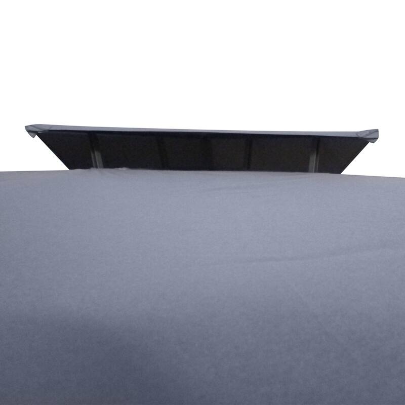 10'x13' Double Roof Patio Gazebo with Steel Frame & Screen, Gray Outdoor Canopy Shelter for Garden/Backyard